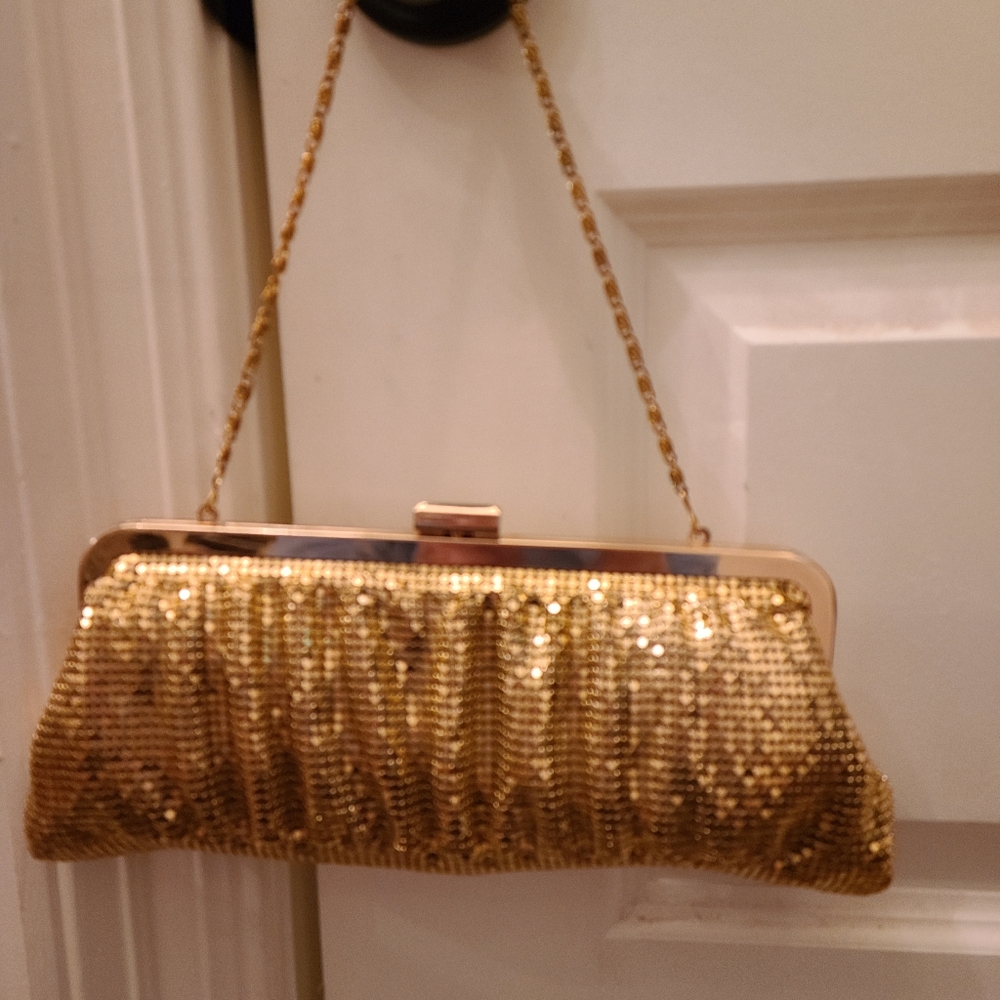 Gold metallic evening bag